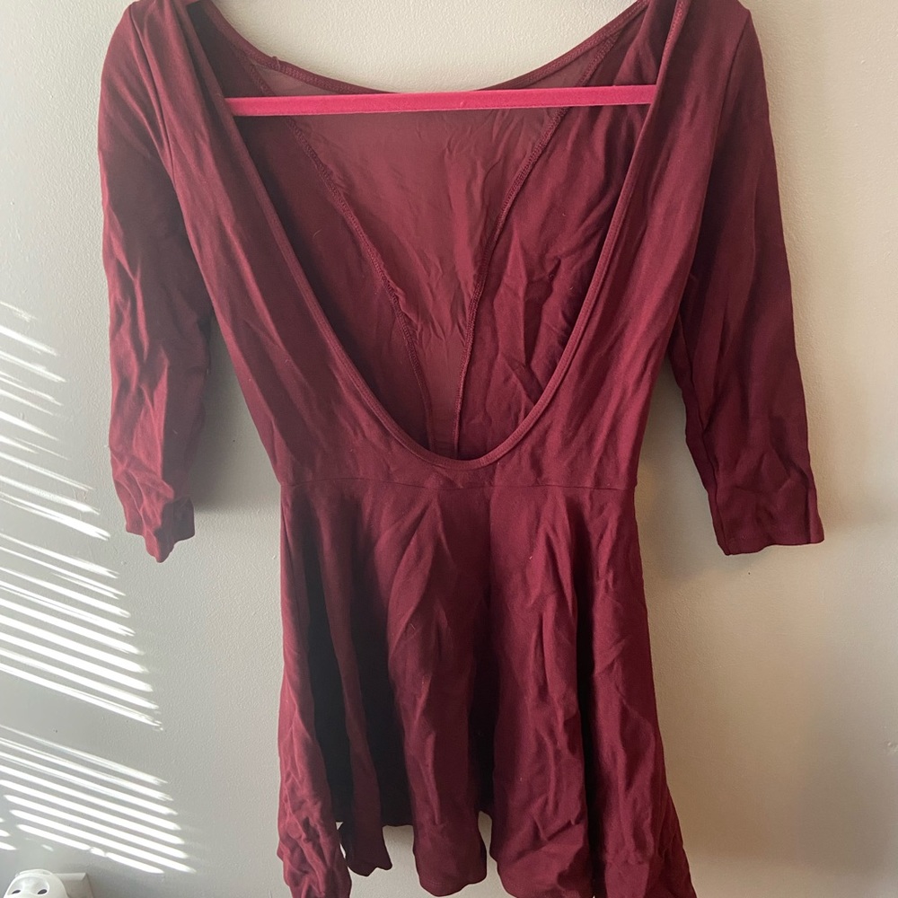 American Apparel Mesh Low Cut Stretchy Long Sleeve Dress. Size L. - Picture 3 of 3